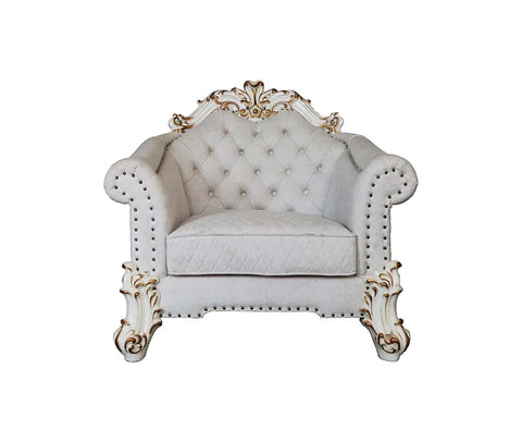 Vendom II Two Tone Ivory Fabric & Antique Pearl Finish Chair Model LV01331 By ACME Furniture