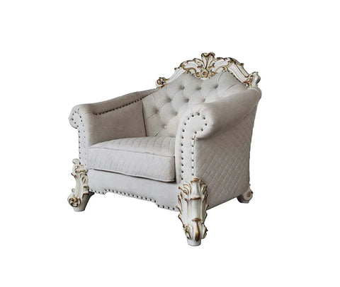 Vendom II Two Tone Ivory Fabric & Antique Pearl Finish Chair Model LV01331 By ACME Furniture