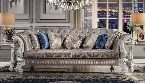 ACME Versailles  Ivory Fabric & Bone White Finish Versailles  Sofa Model LV01394