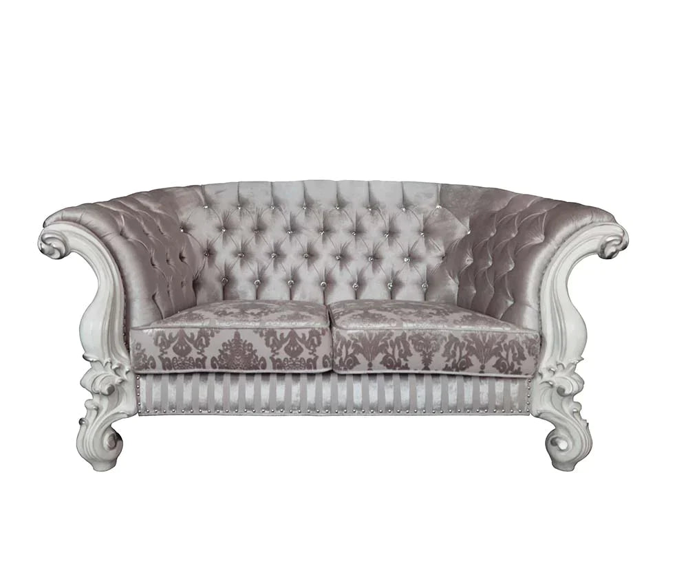Versailles  Ivory Fabric & Bone White Finish Loveseat Model LV01395 By ACME Furniture