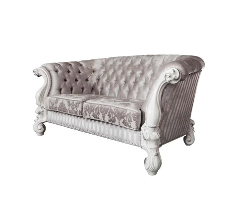 Versailles  Ivory Fabric & Bone White Finish Loveseat Model LV01395 By ACME Furniture