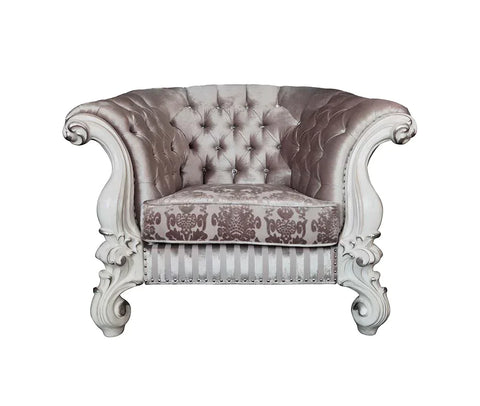 Versailles  Ivory Fabric & Bone White Finish Chair Model LV01396 By ACME Furniture