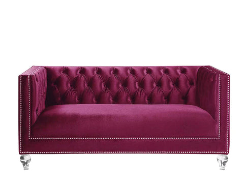 Heibero Burgundy Velvet Loveseat Model LV01401 By ACME Furniture