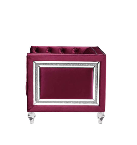 Heibero Burgundy Velvet Loveseat Model LV01401 By ACME Furniture
