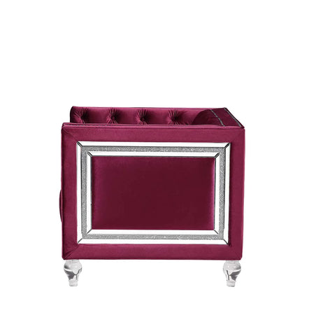 Heibero Burgundy Velvet Chair Model LV01402 By ACME Furniture