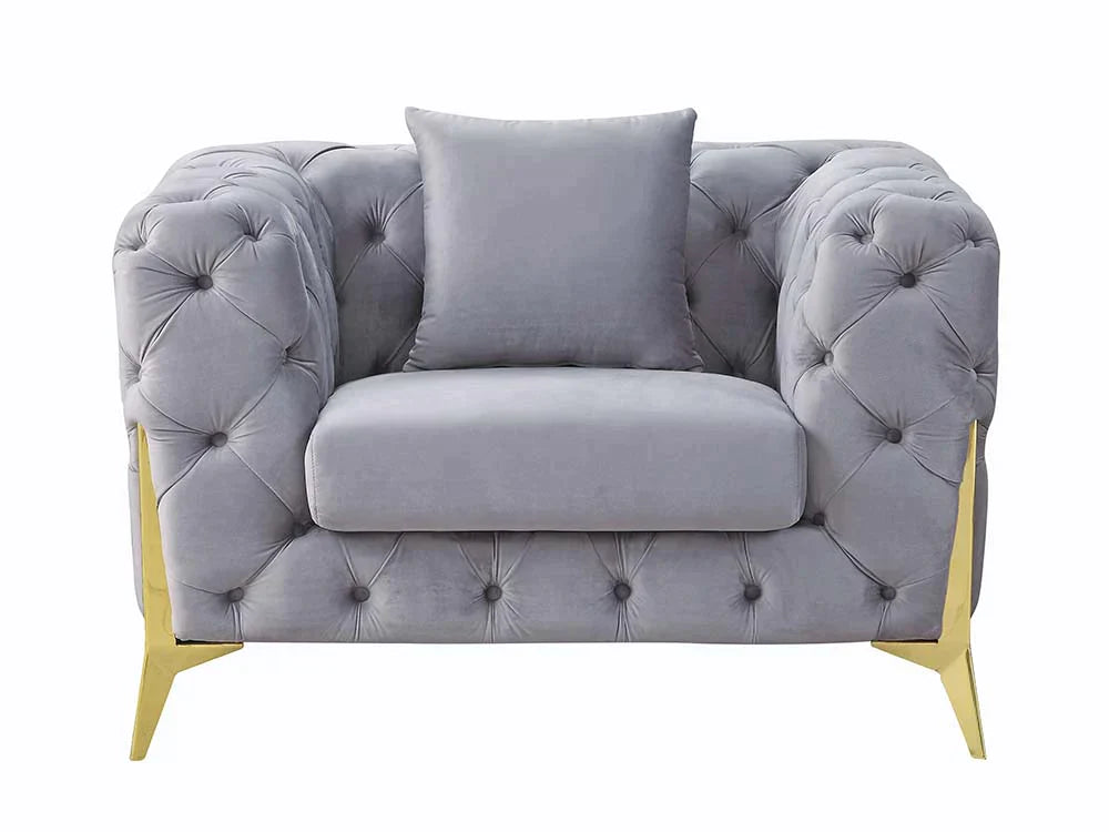 Jelanea Gray Velvet & Gold Finish Chair Model LV01408 By ACME Furniture