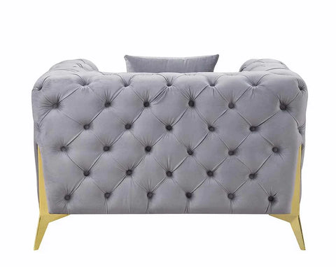 Jelanea Gray Velvet & Gold Finish Chair Model LV01408 By ACME Furniture