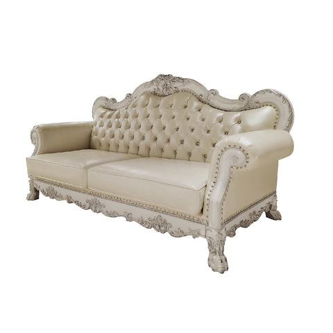 ACME Dresden PU & Antique White Finish Dresden Sofa Model LV01688