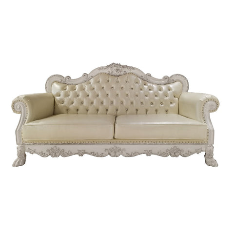 ACME Dresden PU & Antique White Finish Dresden Sofa Model LV01688