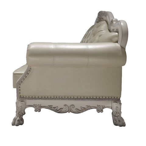 ACME Dresden PU & Antique White Finish Dresden Loveseat Model LV01689
