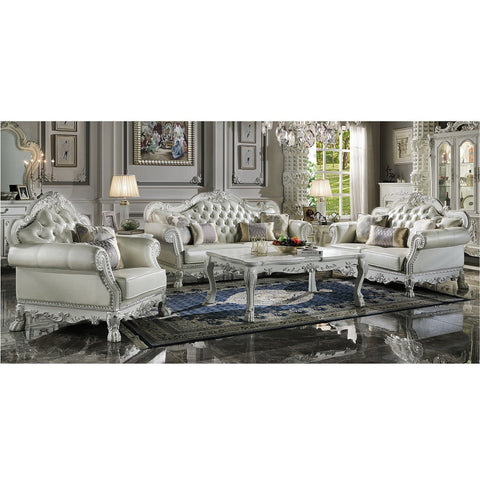 ACME Dresden PU & Antique White Finish Dresden Loveseat Model LV01689