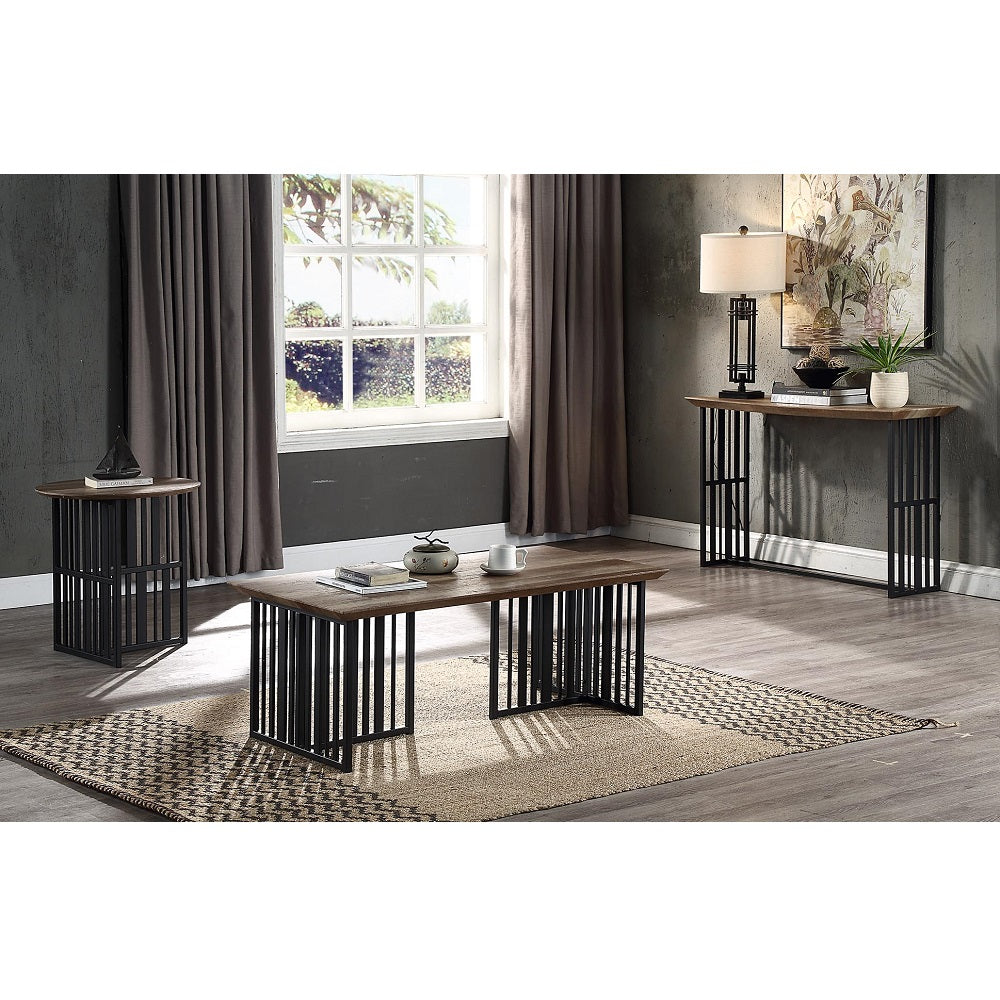 ACME Zudora Oak & Sandy Black Finish Zudora Sofa Table Model LV01753