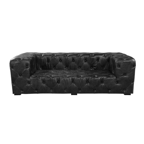 ACME Brancaster Antique Slate Black Top Grain Leather & Aluminum Finish Brancaster Loveseat  Model LV02285