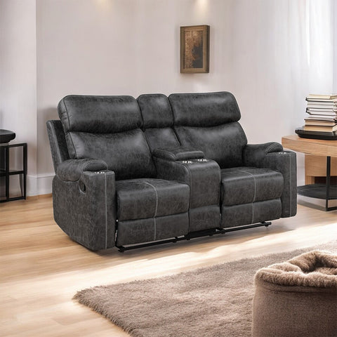 Hirah Motion Loveseat w/Console & USB Port