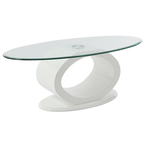 ACME Larry Glass Top White High Gloss Coffee Table Model LV03185