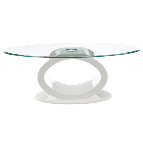 ACME Larry Glass Top White High Gloss Coffee Table Model LV03185