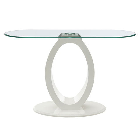 ACME Larry Glass Top White High Gloss Sofa Table Model LV03187