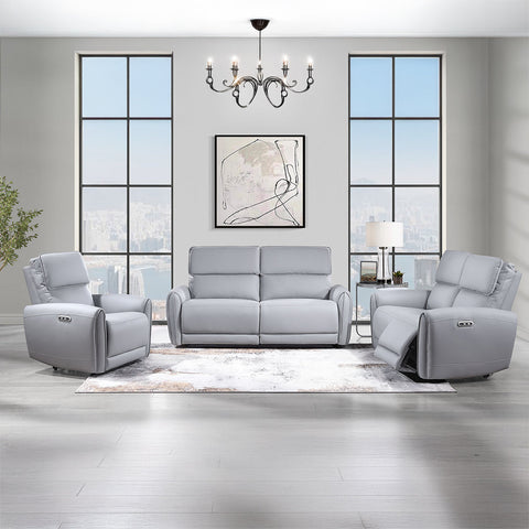 ACME Jeromie Gray Synthetic Leather Power Motion Loveseat with USB Port Model LV03336