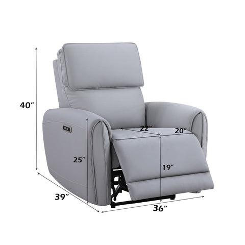 ACME Jeromie Gray Synthetic Leather Power Motion Recliner with USB Port Model LV03337