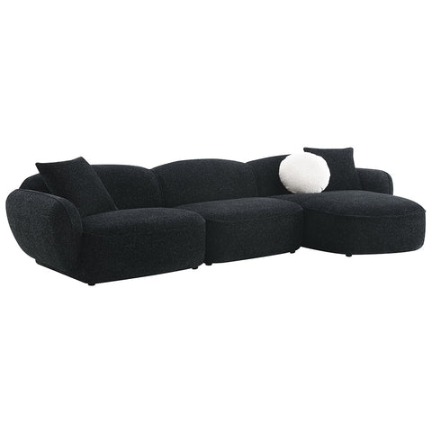 ACME Lucifer Black White Shimmer Chenille Sectional Sofa with 3 Pillows Model LV03525