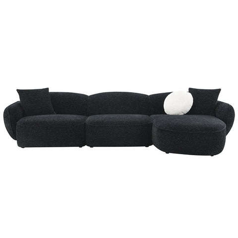 ACME Lucifer Black White Shimmer Chenille Sectional Sofa with 3 Pillows Model LV03525