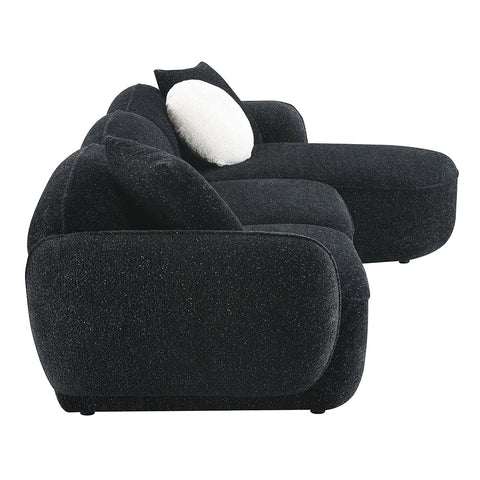 ACME Lucifer Black White Shimmer Chenille Sectional Sofa with 3 Pillows Model LV03525