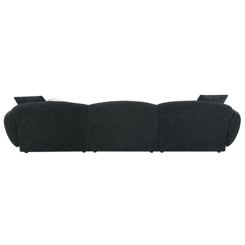 ACME Lucifer Black White Shimmer Chenille Sectional Sofa with 3 Pillows Model LV03525