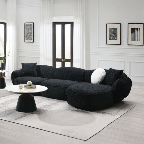 ACME Lucifer Black White Shimmer Chenille Sectional Sofa with 3 Pillows Model LV03525