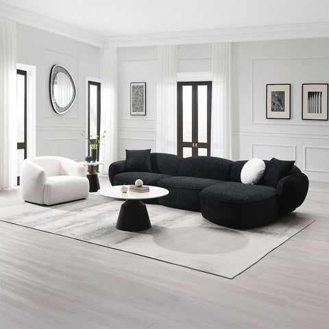 ACME Lucifer Black White Shimmer Chenille Sectional Sofa with 3 Pillows Model LV03525