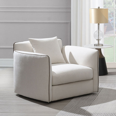 ACME Yolanda Beige Chenille Chair with Pillow Model LV03607