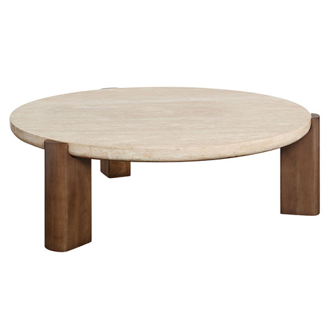 ACME Leonardo Travertine Top Dark Oak Coffee Table Model LV03665