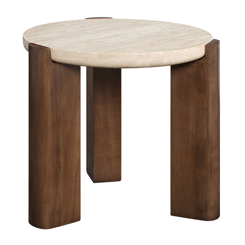 ACME Leonardo Travertine Top Dark Oak End Table Model LV03666