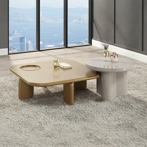 ACME Joane Yellowish Brown Light Gray High Gloss Coffee Table Model LV03745