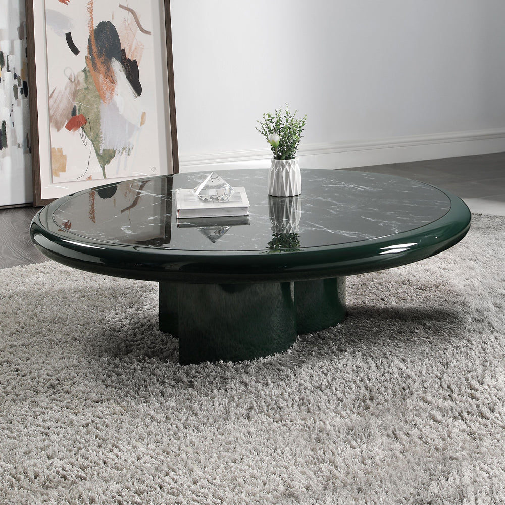 ACME Ronald Marble Pattern Top Dark Green Brown High Gloss Coffee Table Model LV03895