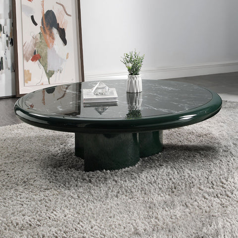 ACME Ronald Marble Pattern Top Dark Green Brown High Gloss Coffee Table Model LV03895