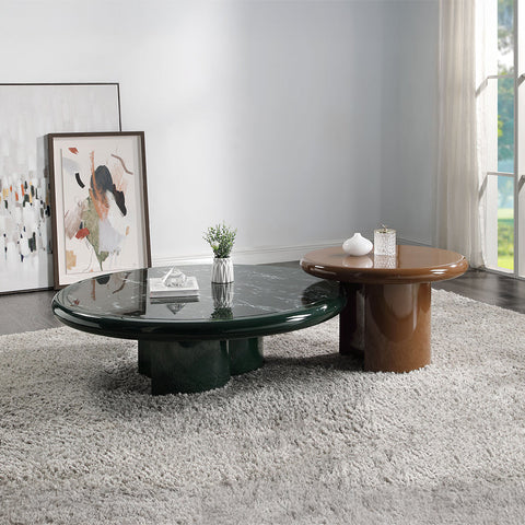 ACME Ronald Marble Pattern Top Dark Green Brown High Gloss End Table Model LV03896