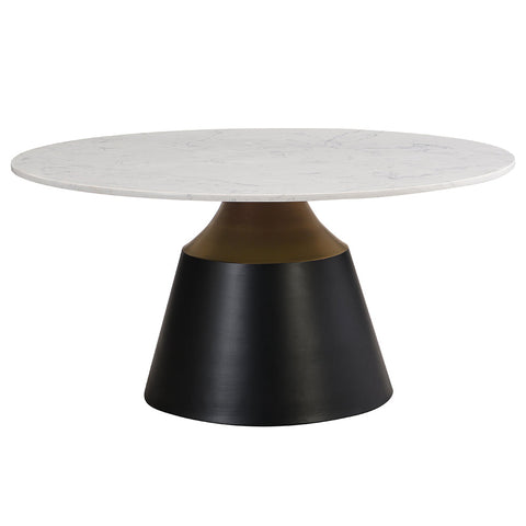 ACME Jaramillo White Natural Marble Top Black Coffee Table Model LV04045