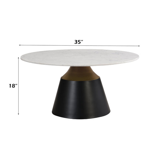 ACME Jaramillo White Natural Marble Top Black Coffee Table Model LV04045
