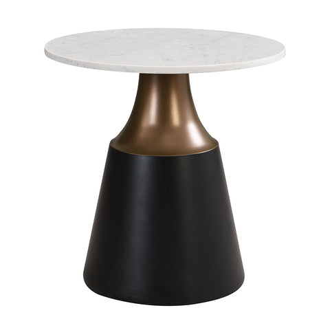 ACME Jaramillo White Natural Marble Top Black End Table Model LV04046