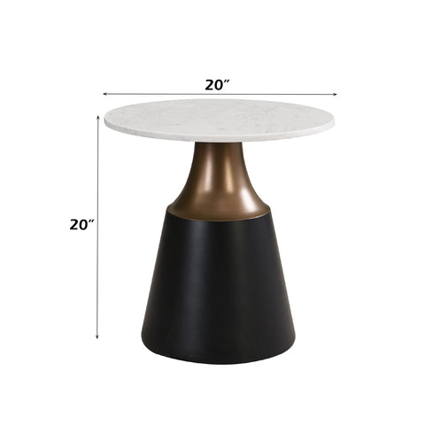 ACME Jaramillo White Natural Marble Top Black End Table Model LV04046