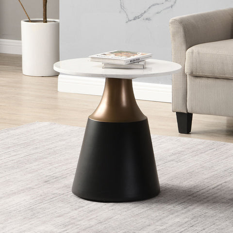 ACME Jaramillo White Natural Marble Top Black End Table Model LV04046