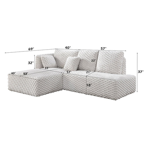 ACME Manya Ivory Corduroy Sectional Sofa Model LV04260