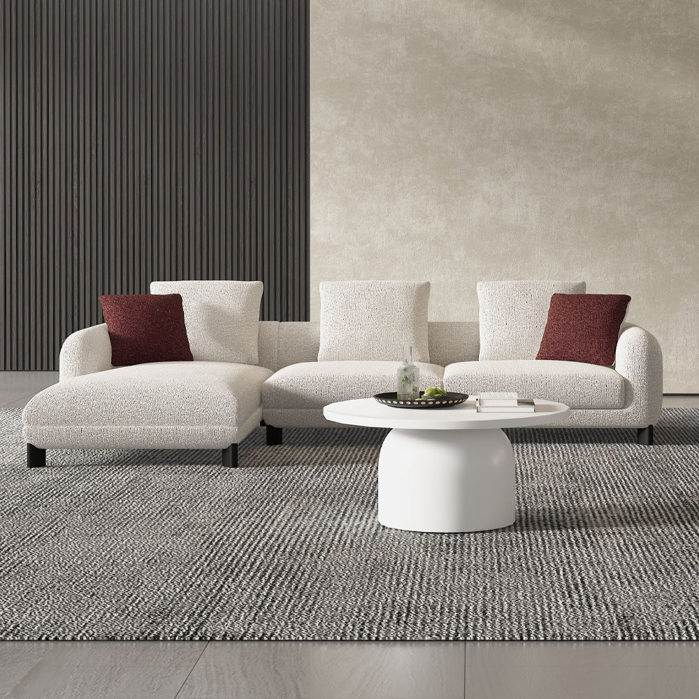 ACME Mardi Maroon Beige Tweed Sectional Sofa with 6 Pillows Model LV04280