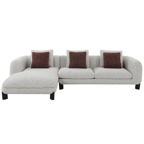 ACME Mardi Maroon Beige Tweed Sectional Sofa with 6 Pillows Model LV04280