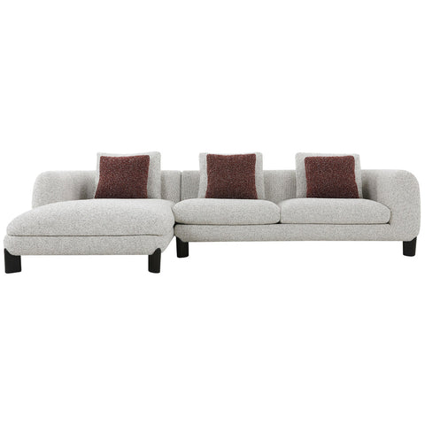 ACME Mardi Maroon Beige Tweed Sectional Sofa with 6 Pillows Model LV04280