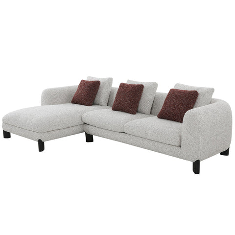 ACME Mardi Maroon Beige Tweed Sectional Sofa with 6 Pillows Model LV04280