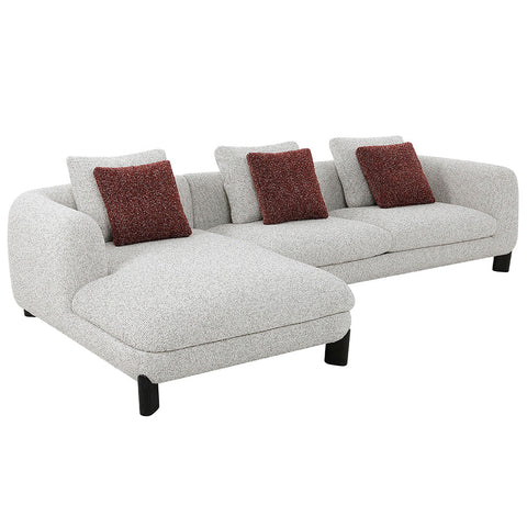 ACME Mardi Maroon Beige Tweed Sectional Sofa with 6 Pillows Model LV04280