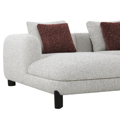 ACME Mardi Maroon Beige Tweed Sectional Sofa with 6 Pillows Model LV04280
