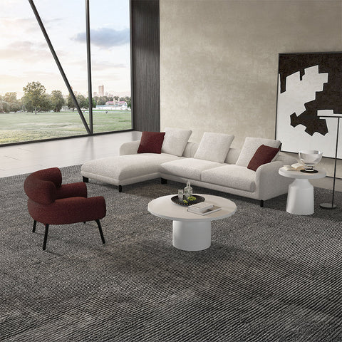 ACME Mardi Maroon Beige Tweed Sectional Sofa with 6 Pillows Model LV04280