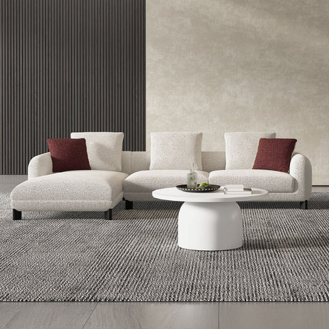 ACME Mardi Maroon Beige Tweed Sectional Sofa with 6 Pillows Model LV04280